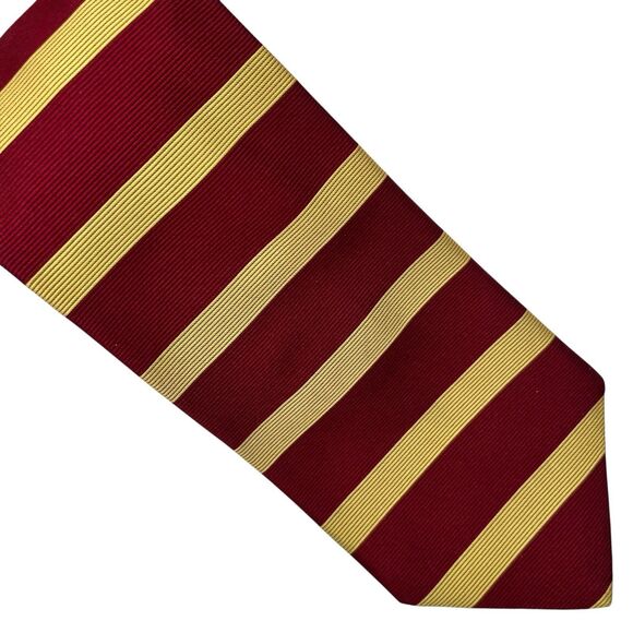 Brooks Brothers Repp vintage Silk Mens Tie Makers Silk Maroon Gold Horiz Stripe - Picture 2 of 5